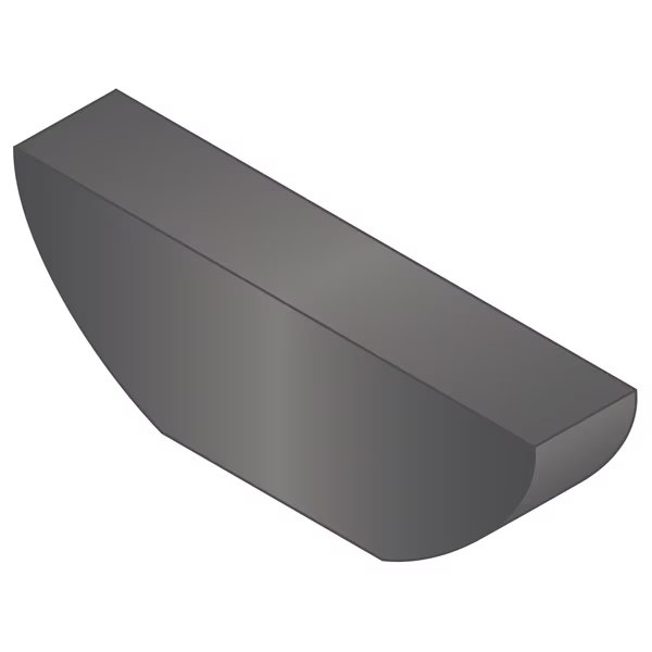 Woodruff Key, 3/8 x 1 in Key Size, 1208 SAE Number, 7/16 in H, Carbon Steel Plain, G.L. Huyett, Mfr#: WKC-152